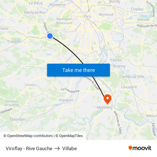 Viroflay - Rive Gauche to Villabe map