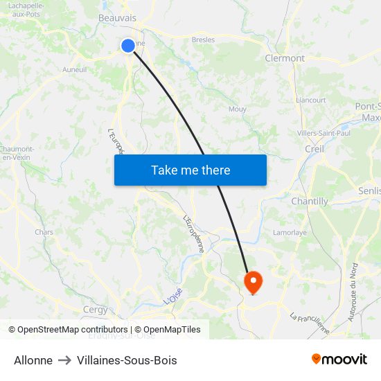 Allonne to Villaines-Sous-Bois map