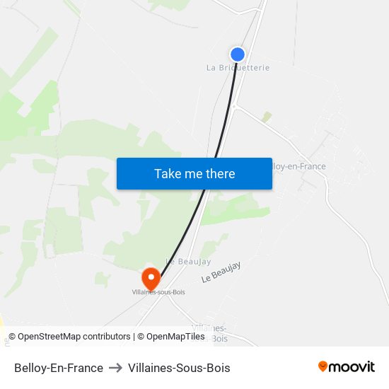 Belloy-En-France to Villaines-Sous-Bois map