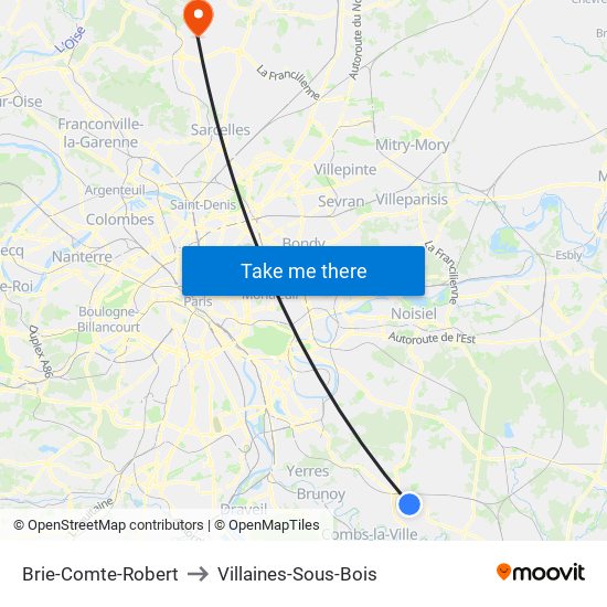 Brie-Comte-Robert to Villaines-Sous-Bois map