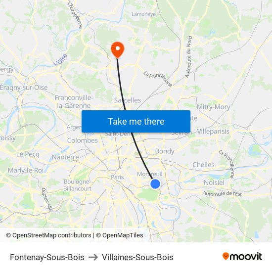 Fontenay-Sous-Bois to Villaines-Sous-Bois map