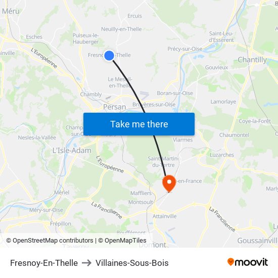 Fresnoy-En-Thelle to Villaines-Sous-Bois map