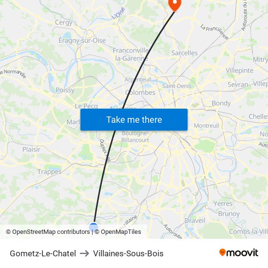 Gometz-Le-Chatel to Villaines-Sous-Bois map