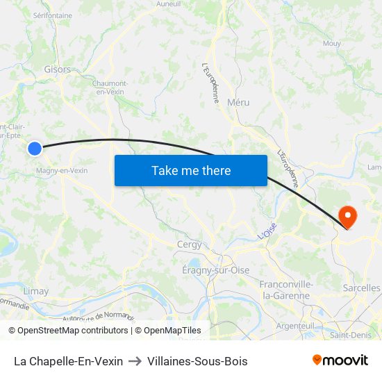 La Chapelle-En-Vexin to Villaines-Sous-Bois map
