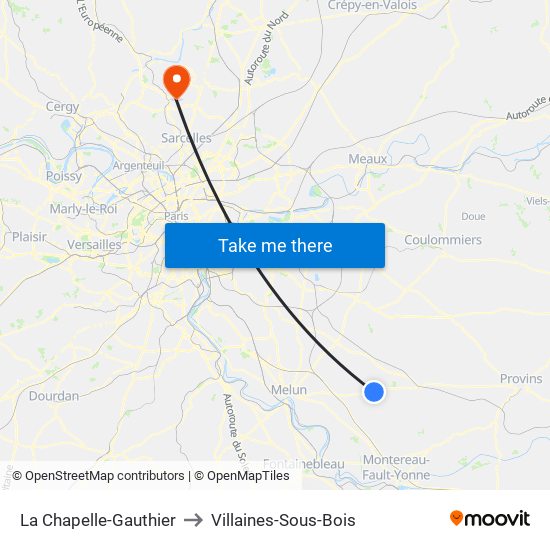 La Chapelle-Gauthier to Villaines-Sous-Bois map