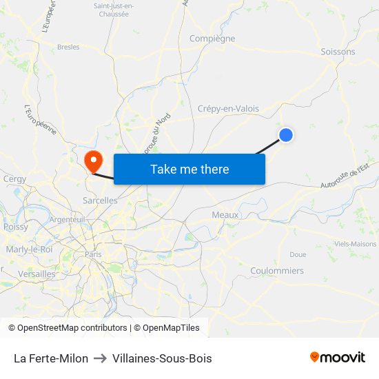 La Ferte-Milon to Villaines-Sous-Bois map