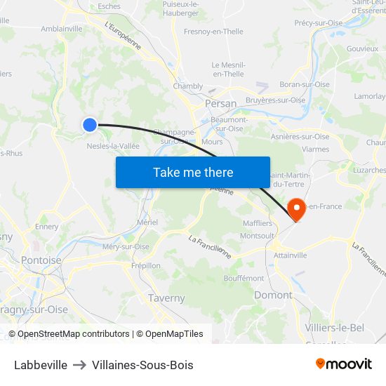Labbeville to Villaines-Sous-Bois map
