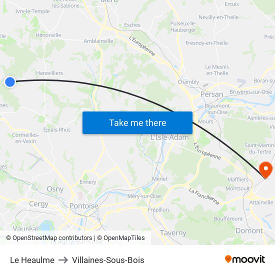 Le Heaulme to Villaines-Sous-Bois map