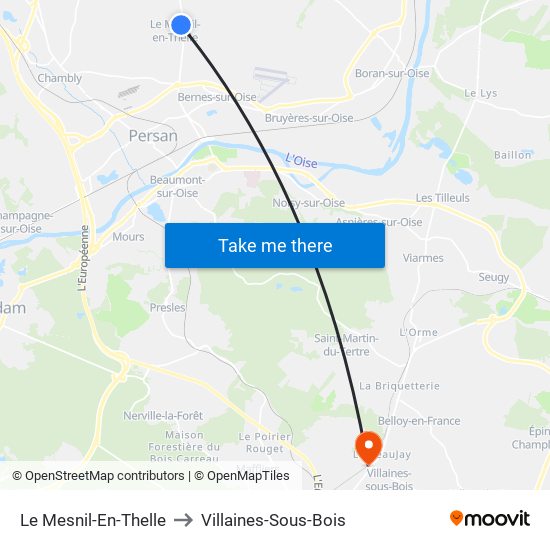 Le Mesnil-En-Thelle to Villaines-Sous-Bois map