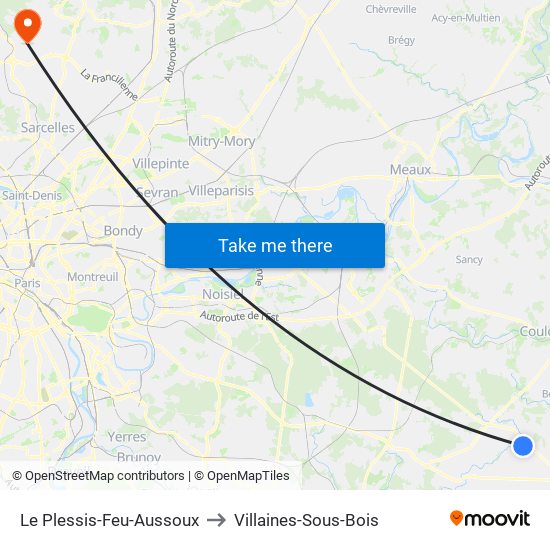 Le Plessis-Feu-Aussoux to Villaines-Sous-Bois map