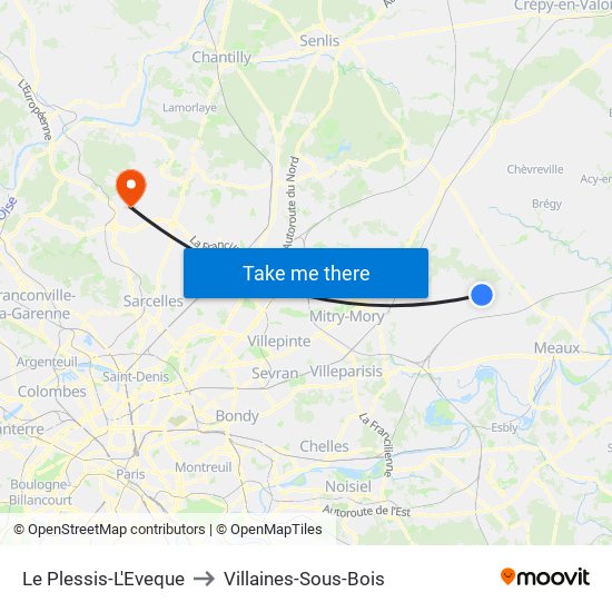 Le Plessis-L'Eveque to Villaines-Sous-Bois map
