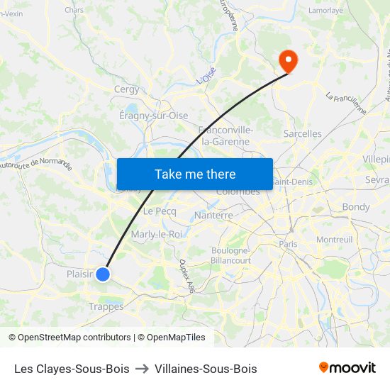 Les Clayes-Sous-Bois to Villaines-Sous-Bois map