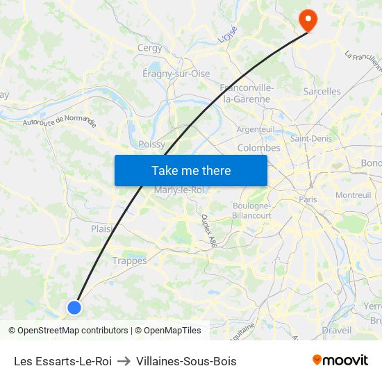 Les Essarts-Le-Roi to Villaines-Sous-Bois map
