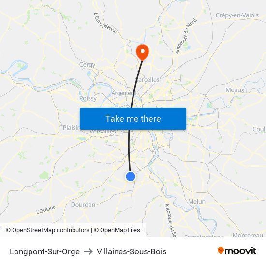 Longpont-Sur-Orge to Villaines-Sous-Bois map