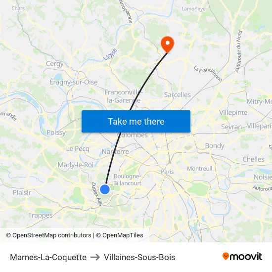Marnes-La-Coquette to Villaines-Sous-Bois map