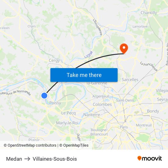 Medan to Villaines-Sous-Bois map