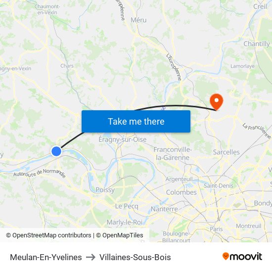 Meulan-En-Yvelines to Villaines-Sous-Bois map