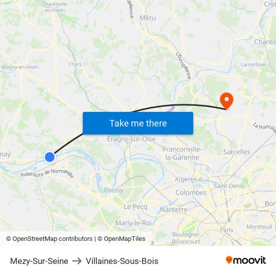 Mezy-Sur-Seine to Villaines-Sous-Bois map