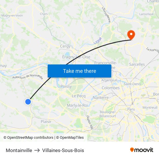 Montainville to Villaines-Sous-Bois map