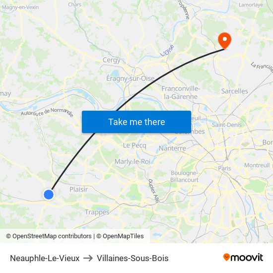 Neauphle-Le-Vieux to Villaines-Sous-Bois map