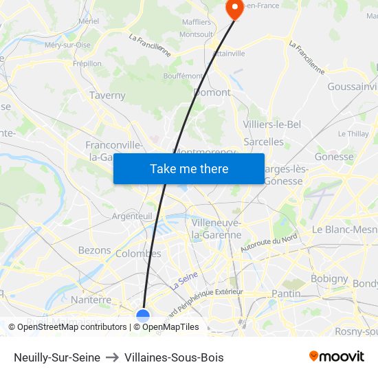 Neuilly-Sur-Seine to Villaines-Sous-Bois map