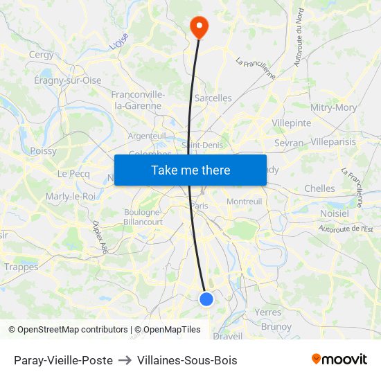 Paray-Vieille-Poste to Villaines-Sous-Bois map