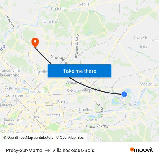 Precy-Sur-Marne to Villaines-Sous-Bois map