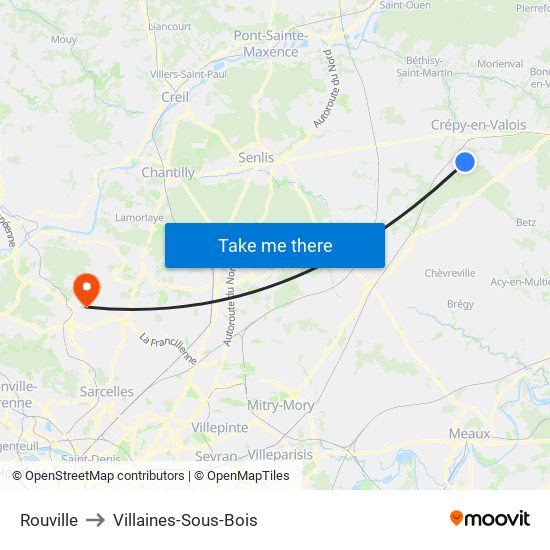 Rouville to Villaines-Sous-Bois map
