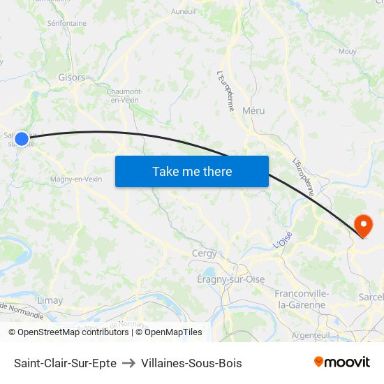 Saint-Clair-Sur-Epte to Villaines-Sous-Bois map