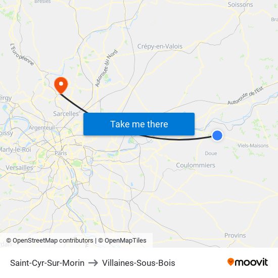 Saint-Cyr-Sur-Morin to Villaines-Sous-Bois map
