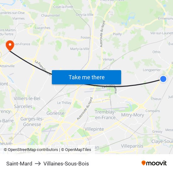 Saint-Mard to Villaines-Sous-Bois map
