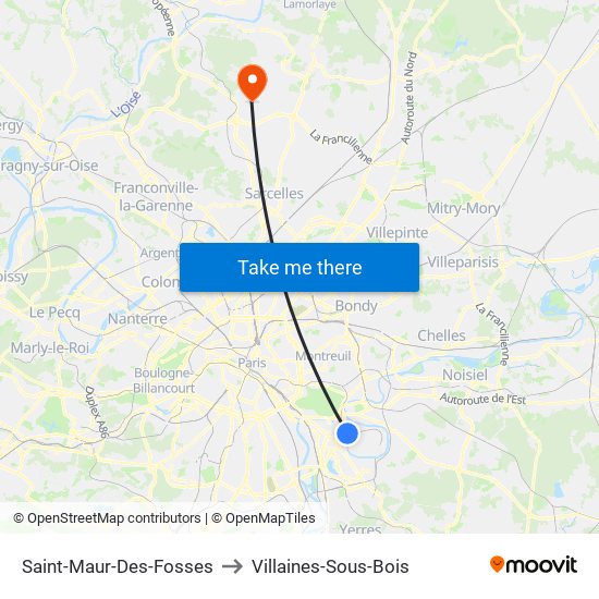 Saint-Maur-Des-Fosses to Villaines-Sous-Bois map