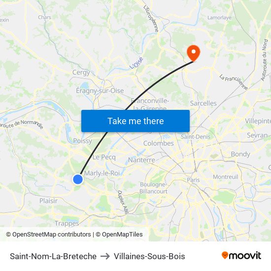 Saint-Nom-La-Breteche to Villaines-Sous-Bois map