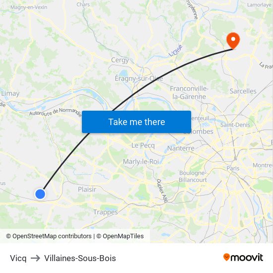 Vicq to Villaines-Sous-Bois map