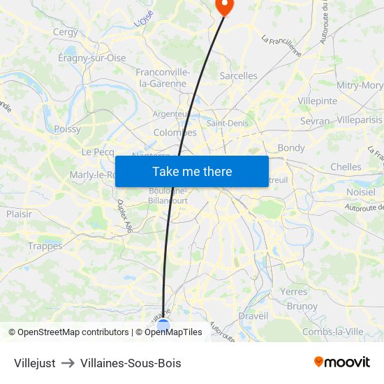 Villejust to Villaines-Sous-Bois map