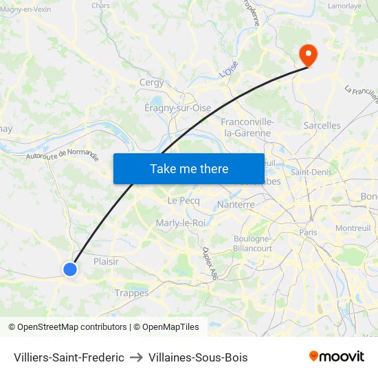 Villiers-Saint-Frederic to Villaines-Sous-Bois map