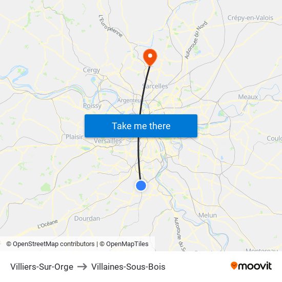 Villiers-Sur-Orge to Villaines-Sous-Bois map