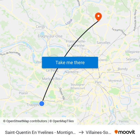 Saint-Quentin En Yvelines - Montigny-Le-Bretonneux to Villaines-Sous-Bois map