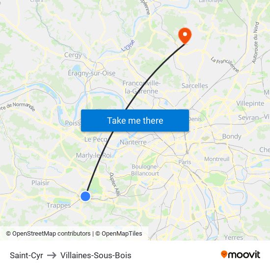 Saint-Cyr to Villaines-Sous-Bois map