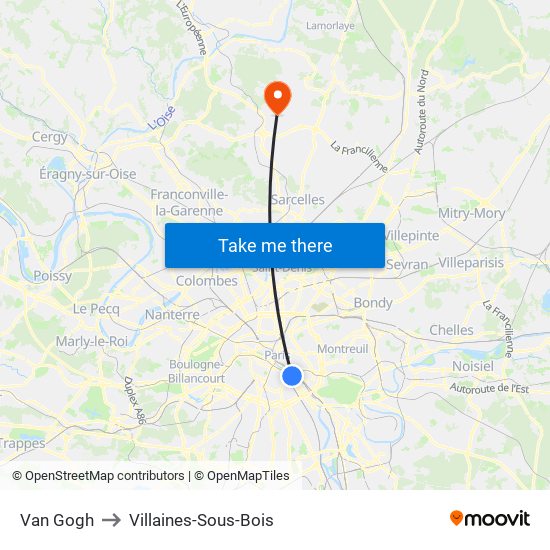 Van Gogh to Villaines-Sous-Bois map