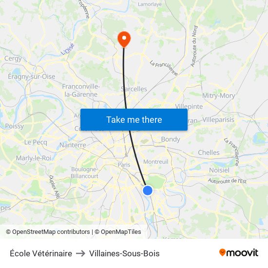 École Vétérinaire to Villaines-Sous-Bois map