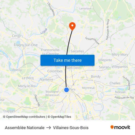 Assemblée Nationale to Villaines-Sous-Bois map
