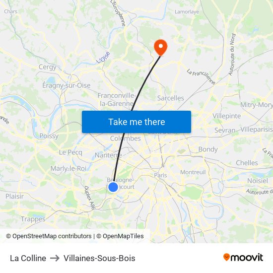 La Colline to Villaines-Sous-Bois map