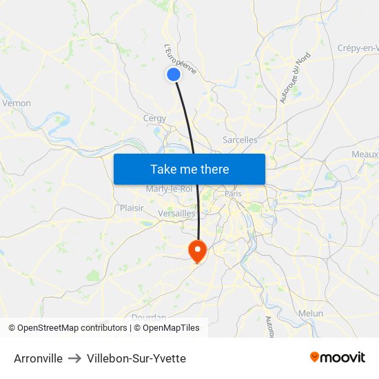 Arronville to Villebon-Sur-Yvette map