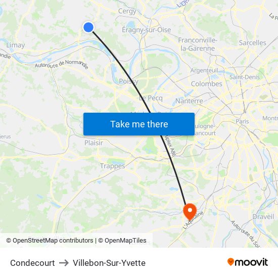 Condecourt to Villebon-Sur-Yvette map