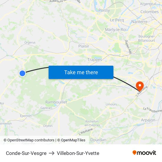 Conde-Sur-Vesgre to Villebon-Sur-Yvette map