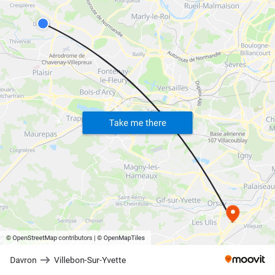 Davron to Villebon-Sur-Yvette map