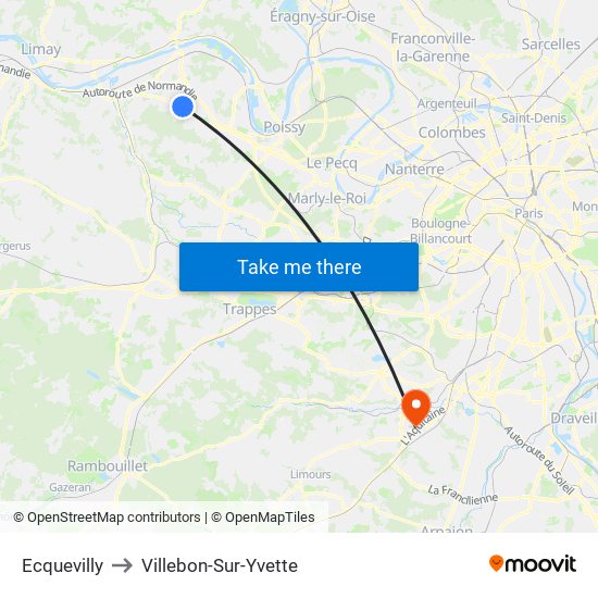 Ecquevilly to Villebon-Sur-Yvette map