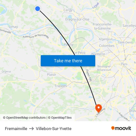 Fremainville to Villebon-Sur-Yvette map