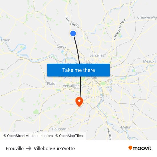 Frouville to Villebon-Sur-Yvette map